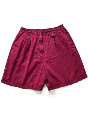Image Women's Pleated Trouser Shorts with Pockets Red Chino Vintage 90s
